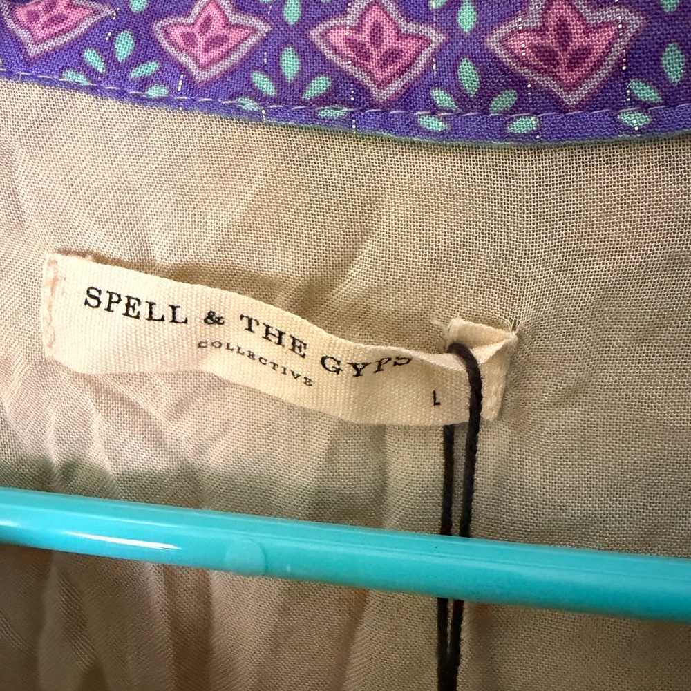 Spell Floral Lavender Peasant Tunic with Teal Accents - Picture 2 of 8